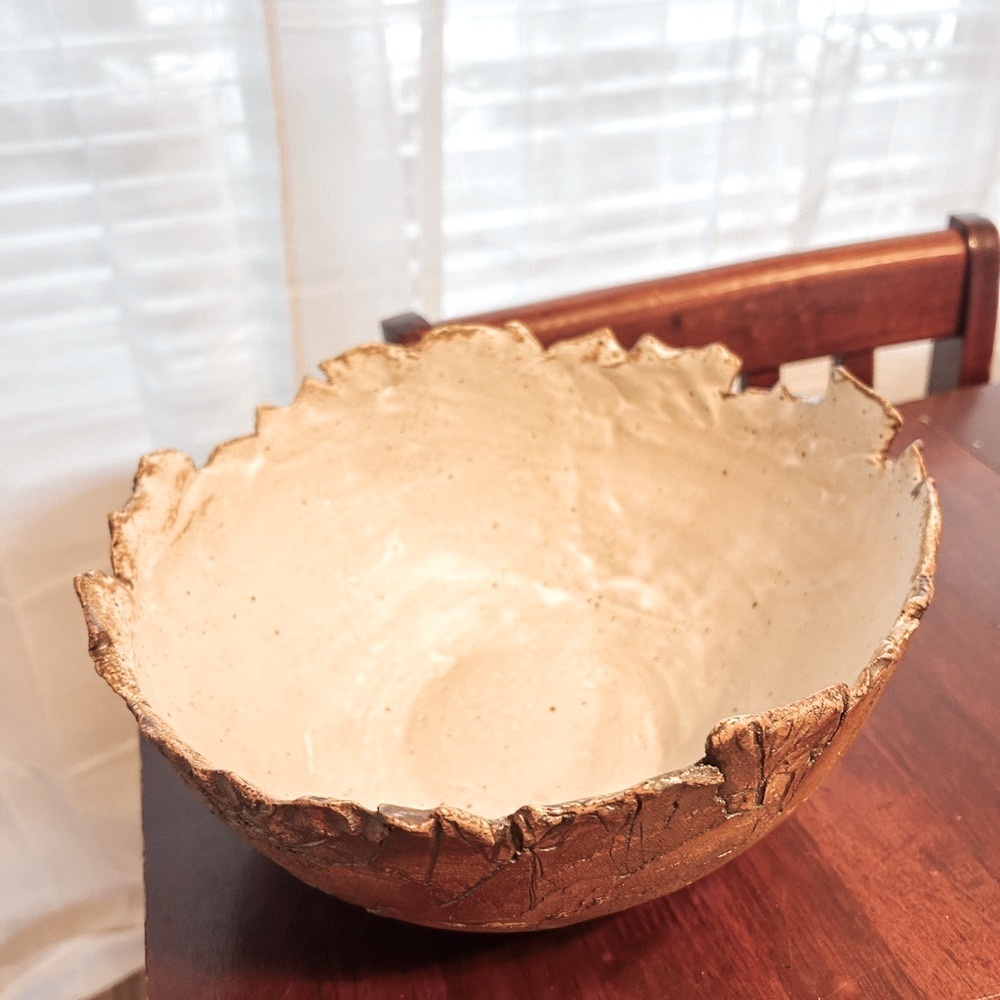 Pat Lester Signed Studio Pottery Bowl 10.5”  organic decor glaze art